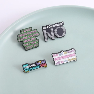 Creative Overthinking quote pins set in PVC material for clothing and accessories