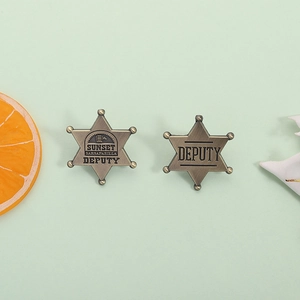Vintage bronze hexagram deputy star badges with classic sunset sarsaparilla engraving