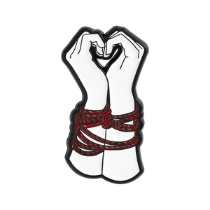Artistic hands heart enamel pin with red rope binding for gothic suit accessories