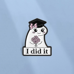 Cute Cartoon Ghost Enamel Brooch Zinc Alloy Graduation Cap Pin I Did It Bouquet Badge For Students Graduation Gift Jewelry