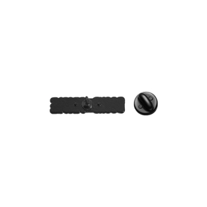 Macro view of matte black rubber pin back and alloy pin base for book brooch accessory