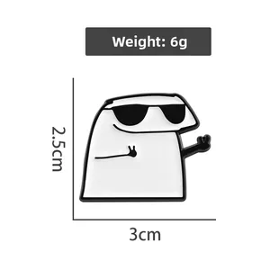 Detailed view of the cartoon block figure enamel pin with size and weight dimensions