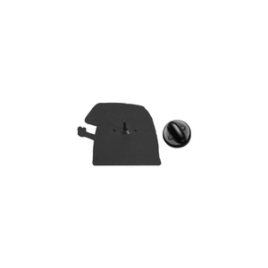 Detailed view of the matte black enamel pin back with a secure rubber clutch fastener