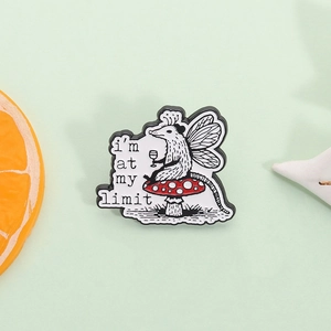 Funny Fairy Opossum Enamel Pin Sitting On Mushroom Drinking Wine I'm At My Limit Cartoon Alloy Brooch Badge For Bags Clothing
