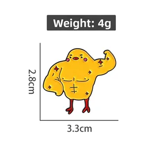 Detailed size and weight specs for the funny muscle chick enamel pin badge