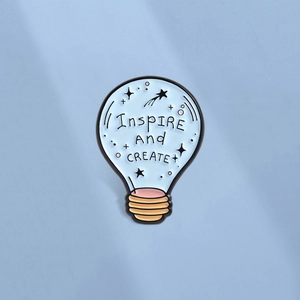 Inspirational Light Bulb Enamel Brooch Light Blue Stars Shooting Stars Creative Zinc Alloy Lapel Pin Badge Jewelry Gift