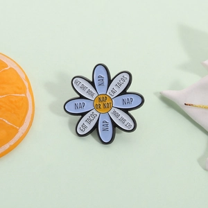 Funny Daisy Enamel Pin Cartoon Flower Brooch Badge With Slogans Nap Eat Tacos Get Shit Done Zinc Alloy Jewelry For Women Men