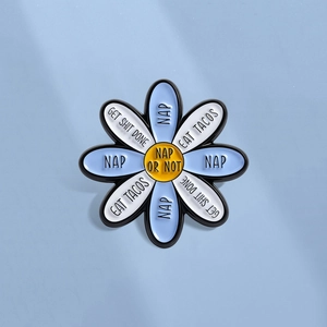 Pin's en Émail Fleur Marguerite Drôle Broche en Alliage de Zinc Avec Slogans Nap Eat Tacos Get Shit Done Pour Sacs Vêtements