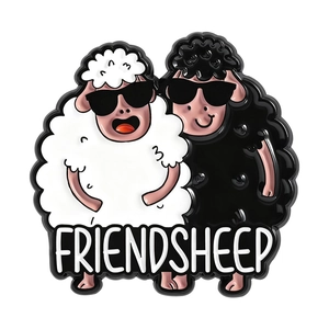 Funny cartoon sheep enamel pin set with Friendsheep text for friendship gifts