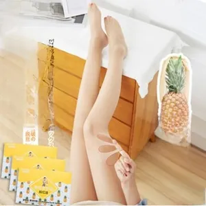 Detail of skin-toned fleece lined leggings with anti-snag pineapple pattern packaging