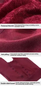 Detail of burgundy thermal leggings featuring thick fleece lining and durable fabric texture