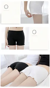 Detail of high-elastic waist and wavy ruffle hem on black and white safety shorts