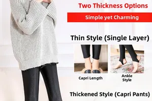 Detail of high-gloss leggings in thin and thick styles with footed and ankle options