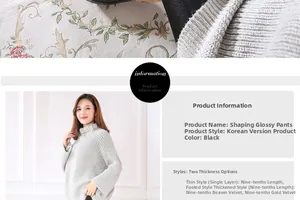 Detail size chart and material info for black high elasticity skinny leggings