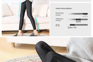 Detail view of high elasticity black leggings showing slim fit and soft fabric texture