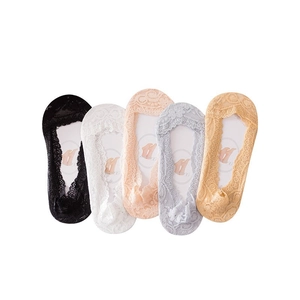 Set di 5 paia di calze invisibili in pizzo da donna con silicone antiscivolo e traspiranti