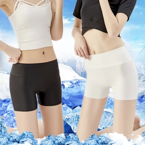 Short de sécurité sans couture en soie glacée à taille haute pour femmes noir et blanc