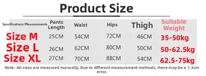 Size chart showing M, L, XL measurements for women summer safety shorts and undershorts