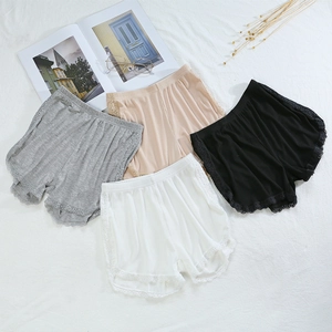 Women's lace trim anti-chafing safety shorts in four colors with ribbed knit texture