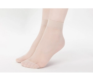 Detail of skin-toned ultra-thin velvet socks featuring reinforced toe for durability