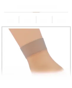 Detail of elastic cuff on beige sheer ankle socks showing snug fit and comfort