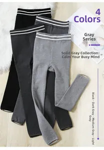 Detail of four-color thermal leggings showing black and gray tones in flat layout
