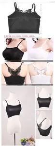 Detailed size chart and lace butterfly back design of the women floral lace camisole