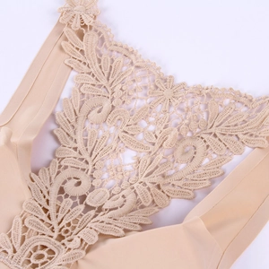 Soutien-gorge sport en soie glacée sans couture avec dentelle florale brodée