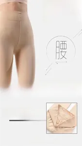 Detail of high-waist pantyhose featuring DuPont Lycra fabric and tummy control texture