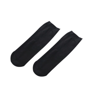 Classic black ankle socks in sheer breathable core-spun silk with ribbed elastic cuffs