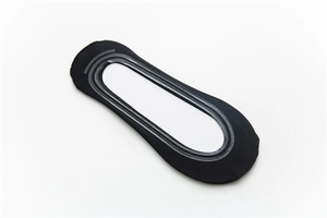 Detail of invisible black no-show sock with full-circle silicone non-slip grip lining
