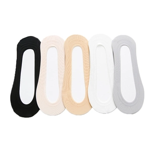 Five pairs of invisible ice silk liner socks in black, beige, khaki, white, and grey