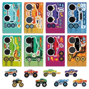 8 Φύλλα Κινούμενα Σχέδια Monster Truck DIY Αυτοκόλλητα Αδιάβροχο PVC Όχημα Εκτός Δρόμου Διακοσμητικά Για Παιδιά Τετράδιο Διακόσμηση