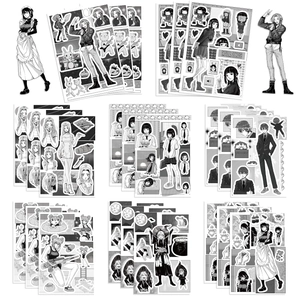 Black And White Anime Character Stickers PVC Waterproof DIY Scrapbooking Collage Decals For Laptop Phone Journal Decoration
