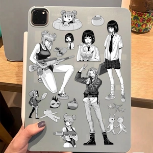 Black and white anime character stickers set for tablet decoration with waterproof finish
