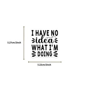 Detailed size view of funny cartoon slogan sticker measuring 5.2cm for DIY decoration