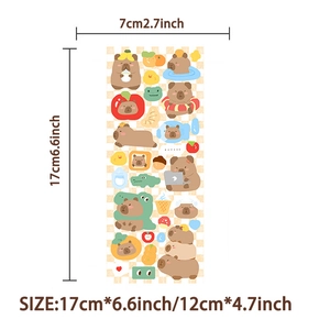 Specifiche dettagliate delle dimensioni per adesivi carini Capybara da 17cm per 7cm