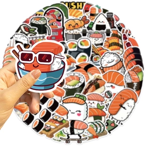 50 pieces of cute cartoon sushi stickers for DIY laptop and luggage decoration
