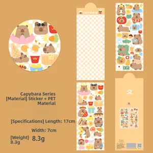Simpatici adesivi Capybara in materiale PET impermeabile 17x7cm per decorazioni fai-da-te