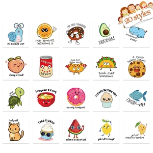 Detailweergave van 20 waterdichte cartoon tijdelijke tatoeages voor kinderfeestjes
