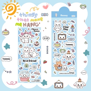 Cute Korean style cartoon rabbit and dessert sticker set for DIY scrapbooking, 2 sheets