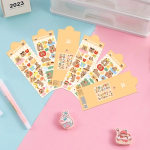 Set di 6 graziosi adesivi in PET a forma di Capibara per scrapbooking fai-da-te e cartoleria