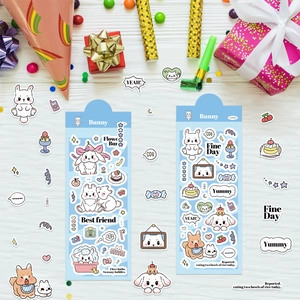 Cute Korean bunny cartoon stickers set for DIY scrapbooking and phone case decoration
