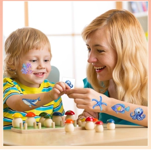 Waterproof ocean creature temporary tattoos with whale and octopus designs for kids