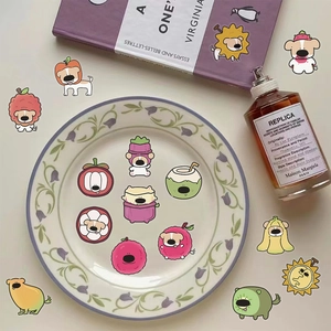 Pack de 50 pegatinas impermeables de perros y frutas para diarios y ordenadores