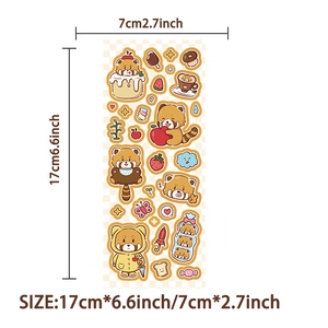 Detail view of cute cartoon red panda stickers for DIY scrapbooking and phone cases