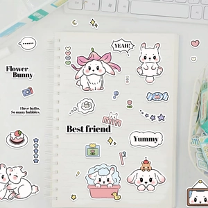 Cute cartoon rabbit stickers set for DIY scrapbooking and creative phone case decoration