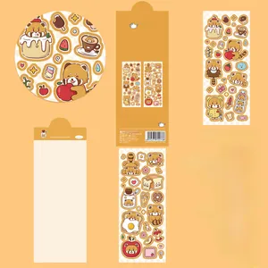 Detail of red panda stickers featuring PET material and waterproof cartoon dessert designs