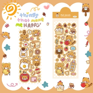 Cute Red Panda decorative stickers for DIY scrapbooking and planners 2 sheets set