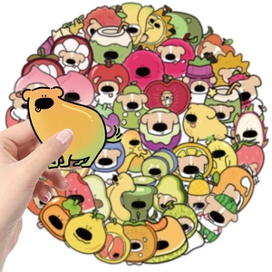 50 pegatinas impermeables de PET con dibujos de carpincho y frutas para portátiles